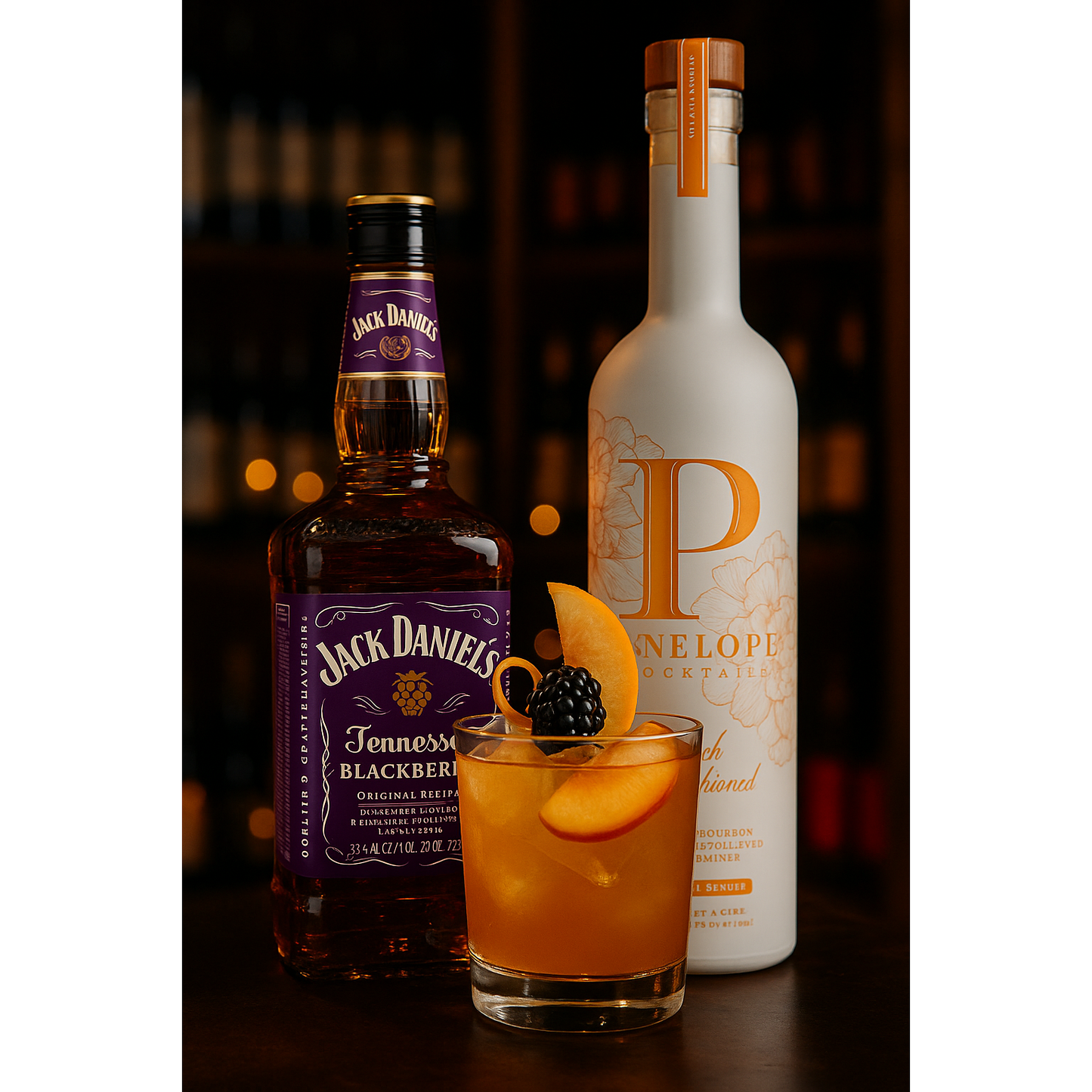 Jack Daniel’s Blackberry Whiskey & Penelope Peach Old-Fashioned 750ml Two-Pack