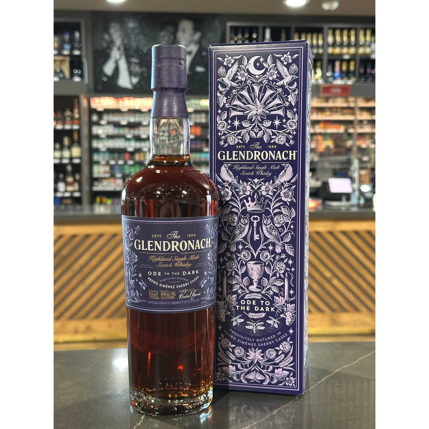 Glendronach Ode to the Dark Single Malt Scotch Whiskey Aged in Pedro Ximenez Sherry Casks