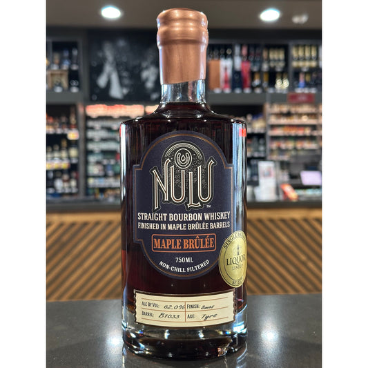Nulu Liquor Lineup Single Barrel Straight Bourbon Whiskey Maple Brulee
