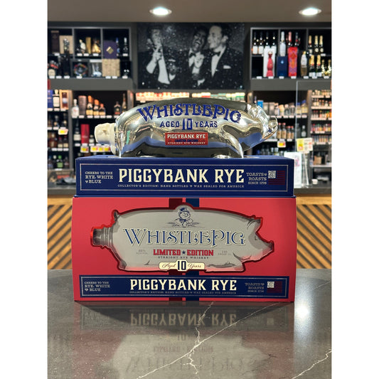 WhistlePig PiggyBank Rye Aged 10 Years - Red, White & Blue Limited Edition Collector's Bottle